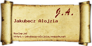 Jakubecz Alojzia névjegykártya
